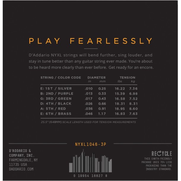 D'Addario NYXL1046-3P - NYXL 3-D pack 010 - 046